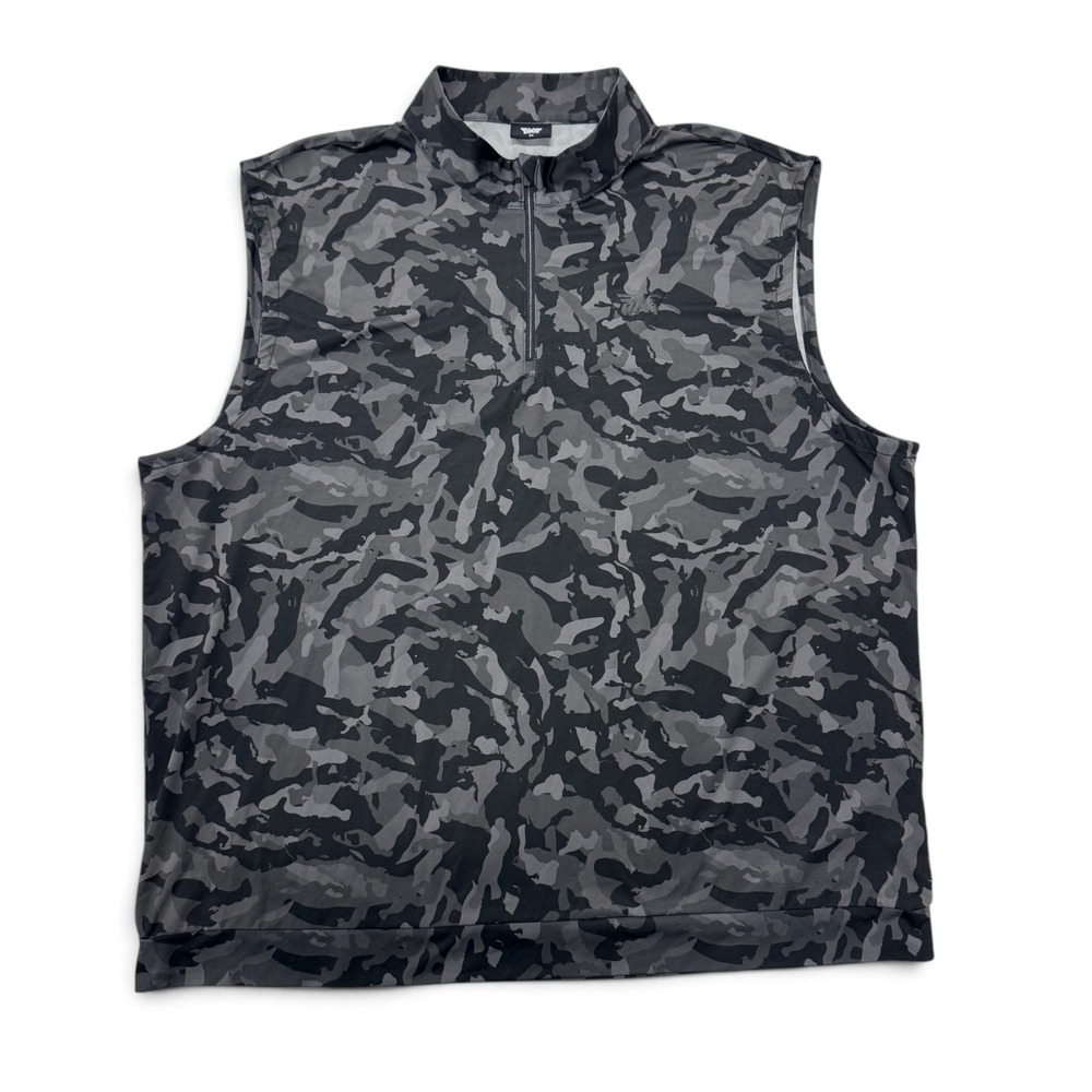 PXG 1/4 Quarter Zip Golf Vest Mens XXL Gray Camo Mock Neck Stretch